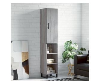 Dulap înalt, gri sonoma, 34,5x34x180 cm, lemn prelucrat