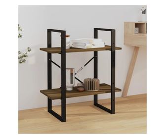 2 szintes knyvespolc barna tlgy 60x30x70 cm kompozit fa