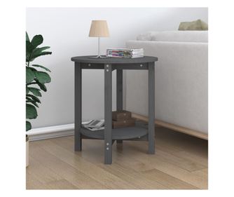 Kavni mizici, siva, Ø 55x60 cm, masivno borovo leso