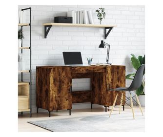 Ured, dimljeni hrast, 140x50x75 cm, kompozitno drvo