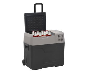 40 L rashladna kutija s kotačima i adapterom, crna i siva polipropilenska