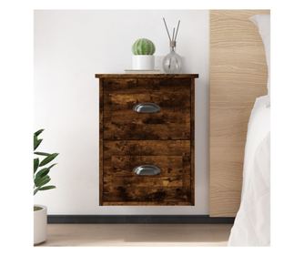 Falra szerelhető éjjeliszekrény, 2 db, füstölt tölgy, 41,5x36x53 cm