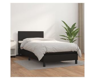 Континентално легло с матрак, черно, 80x200 см, еко кожа