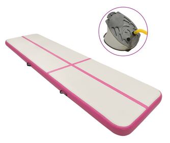 Saltea gimnastica gonflabila cu pompa roz 700x100x20 cm PVC
