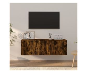 Set dulapuri TV, 2 piese, stejar fumuriu, lemn prelucrat