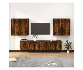 Set dulapuri TV, 6 piese, stejar fumuriu, lemn prelucrat