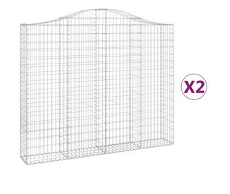 vidaXL Coșuri gabion arcuite 2 buc, 200x30x160/180 cm, fier galvanizat