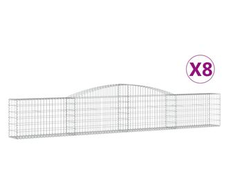 vidaXL Coșuri gabion arcuite 8 buc, 400x30x60/80 cm, fier galvanizat