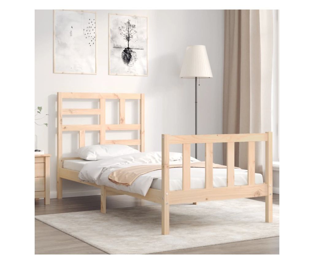 Postelja s enojno glavo, masivno leseno