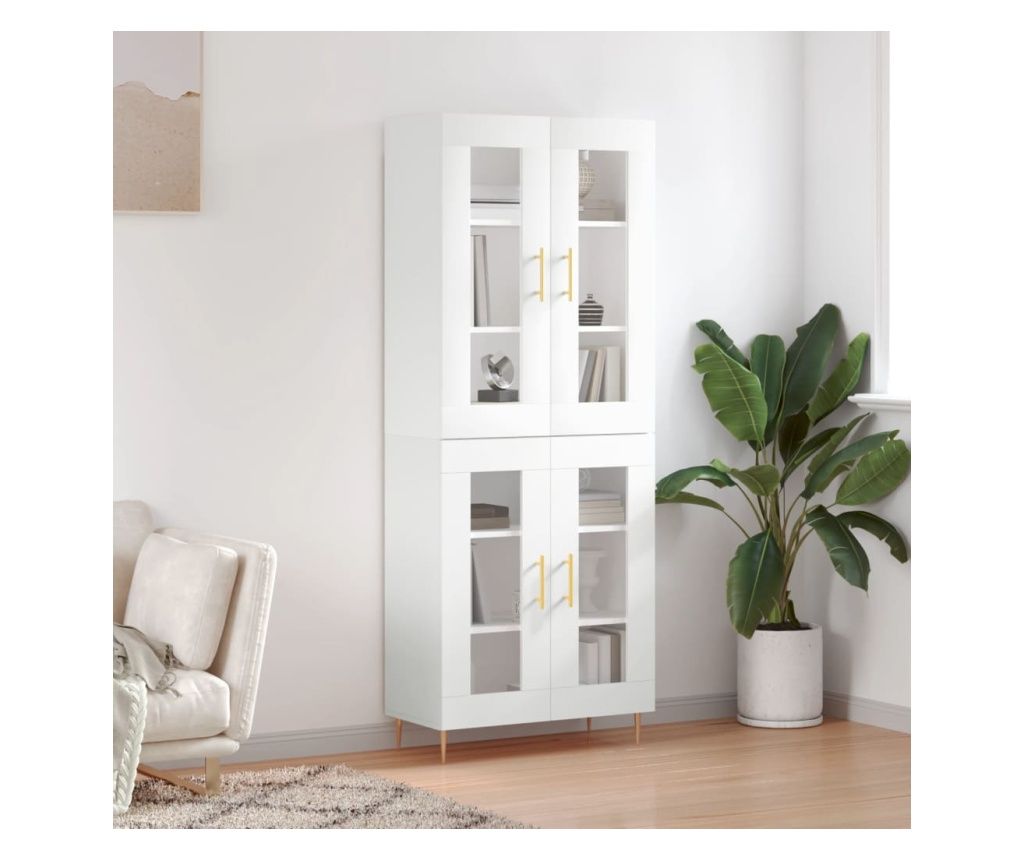 Tall Cabinet, White, 69.5x34x180 cm, Composite Wood
