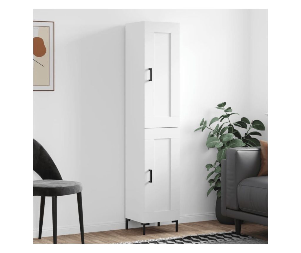 Magas, fehr szekrny, 34,5x34x180 cm, feldolgozott fa