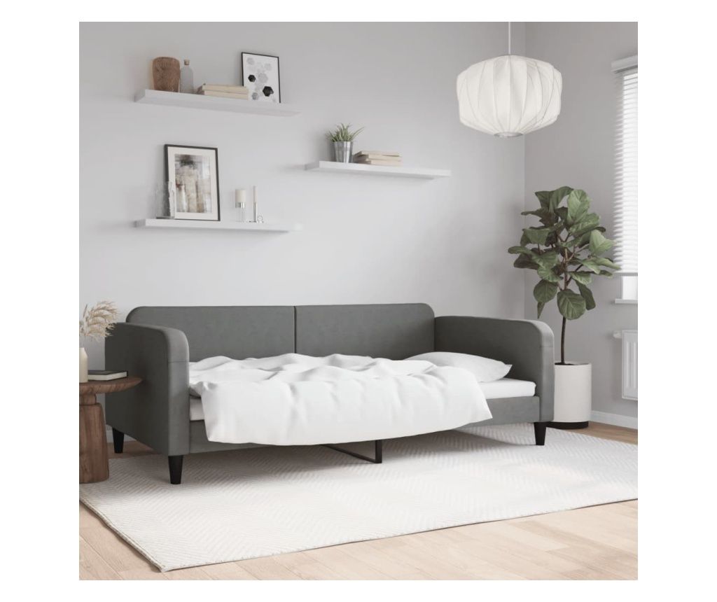 Krevetni okvir, tamno siva, 100 x 200 cm, tekstilni materijal