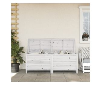 Αποθηκευτικό έπιπλο κήπου λευκό 150x50x56,5 εκ. μασίφ ξύλο ελάτης