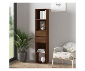 Knyvespolc, barna tlgy, 36x30x171 cm, feldolgozott fa