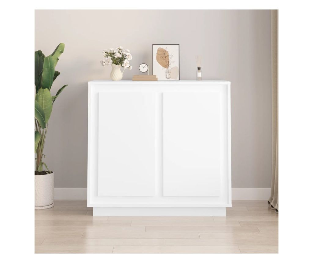 Sideboard, white, 80x34x75 cm, processed wood