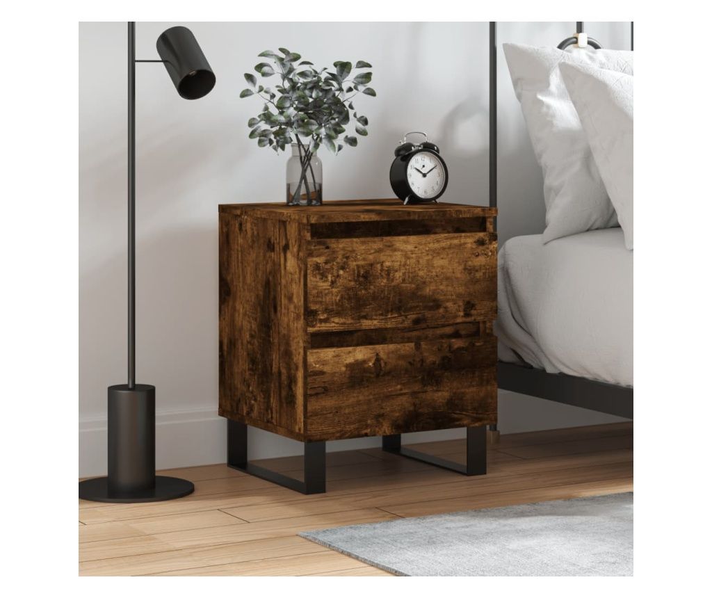 Noptieră, stejar fumuriu, 40x35x50 cm, lemn compozit