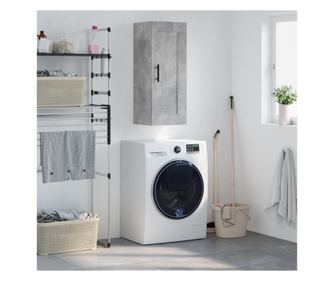 Beton szrke faliszekrny, 34,5x34x90 cm, feldolgozott fa