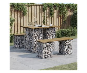 Kerti pad, gabion kialakts, 100x70x72 cm, impregnlt fenyfa