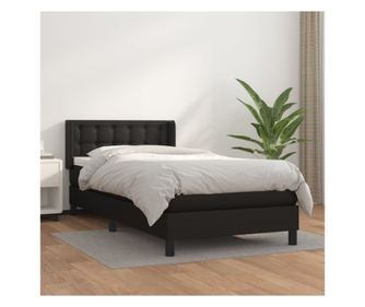 Континентално легло с матрак, черно, 80x200 см, еко кожа