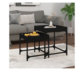 Τραπεζάκια σαλονιού, 2 τεμ, μαύρο, σύνθετο ξύλο