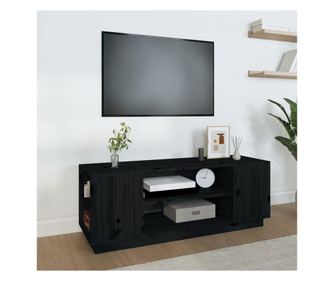 TV komoda, crna, 110x35x40,5 cm, masivno borovo drvo