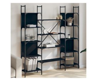 Етажерка за книги черна 155,5x24x166,5 см инженерно дърво