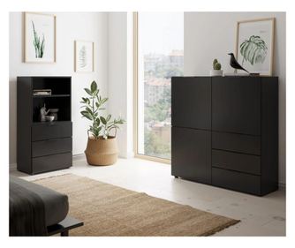 Comoda cu 3 usi si 3 sertare, negru