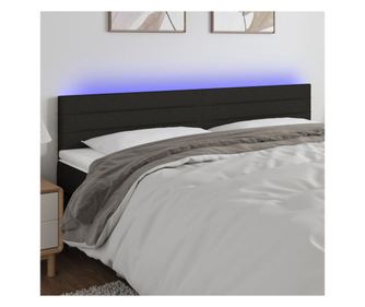 Κεφαλάρι κρεβατιού LED, Μαύρο, 160x5x78/88 εκ., Ύφασμα