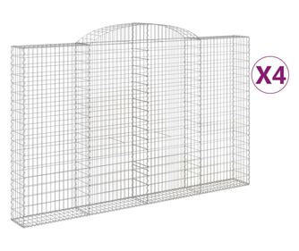 vidaXL Coșuri gabion arcuite 4 buc, 300x30x180/200 cm, fier galvanizat