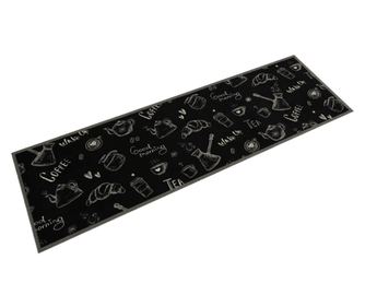 Covor de bucatarie lavabil Morning, negru, 45x150 cm, catifea