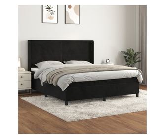 Boxspring postel s matrací, černá, 160x200 cm, samet