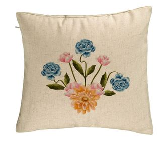 Διακοσμητικό Μαξιλάρι, Ροζ Χρυσό και Μπεζ Φλοράλ Σχέδιο, 40x40 εκ., Μπεζ, Αφαιρούμενο Κάλυμμα, Χνούδι