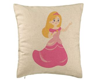 Διακοσμητικό Μαξιλάρι, Μοντέλο Pink Princess, 40x40 cm, Μπεζ, Αφαιρούμενο Κάλυμμα, Χνούδι