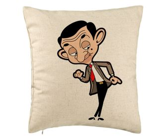 Dekoratív párna, Mr Bean modell, 40x40 cm, bézs, levehető huzat, párna