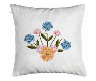 Διακοσμητικό Μαξιλάρι, Ροζ Χρυσό και Εκρού Φλοράλ Σχέδιο, 40x40 εκ., Εκρού, Αφαιρούμενο Κάλυμμα, Χνούδι