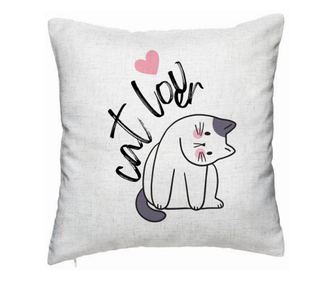 Dekorpárna, macskabarát modell, 40x40 cm, törtfehér, levehető huzat, bolyhos
