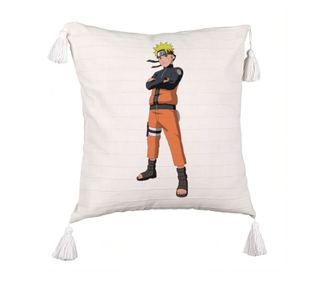 Naruto rojtos dekoratív párna, 45x45 cm, ekrü, cipzárral