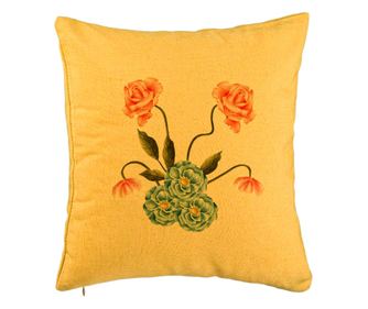 Διακοσμητικό Μαξιλάρι, Ροζ και Γαλάζιο Φλοράλ Σχέδιο, 40x40 εκ., Κίτρινο, Αφαιρούμενο Κάλυμμα, Γέμιση με Χνούδι