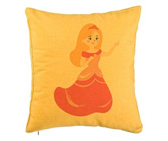 Διακοσμητικό Μαξιλάρι, Μοντέλο Pink Princess, 40x40 cm, Κίτρινο, Αποσπώμενο Κάλυμμα, Χνούδι