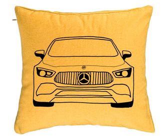 Hey Mercedes dekoratív párna, 40x40 cm, sárga, levehető huzat, cipzárral