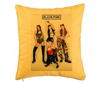 Възглавница BlackPink, модел 2, 40x40 см, жълта, сменяема калъфка, пълнеж
