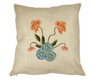 Διακοσμητικό Μαξιλάρι Floral Pink and Azure Square, 40x40 εκ., Αφαιρούμενο Κάλυμμα, Εσωτερικό Μαξιλάρι