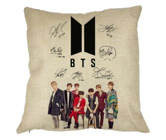 Декоративна възглавница BTS, 40x40 см, сваляща се калъфка