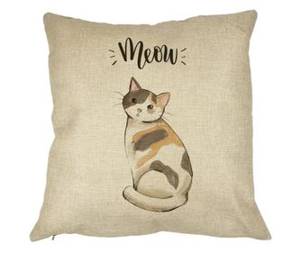 Μαξιλάρι διακοσμητικό, Meow, 40x40 εκ., Αφαιρούμενο κάλυμμα, πουγκί