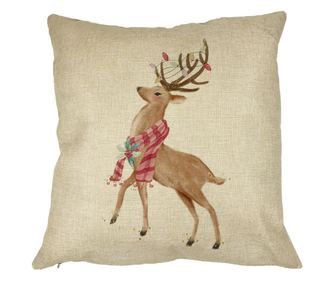 Božićni ukrasni jastuk s jelenom, 2, 40x40 cm, uklonjiva navlaka, paperje