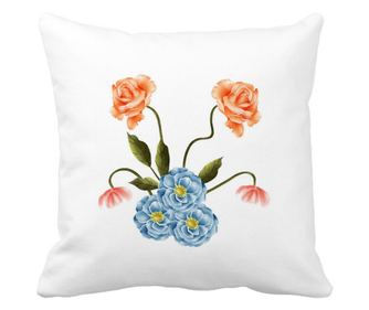 Διακοσμητικό Μαξιλάρι Floral Pink and Azure Square, 40x40 cm, Λευκό, Ματ, Αφαιρούμενο Κάλυμμα