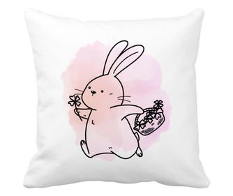 Διακοσμητικό Μαξιλάρι Λευκό Κουνελάκι, 40x40 εκ., Λευκό, Ματ, Αφαιρούμενο Κάλυμμα, Πλαϊνό