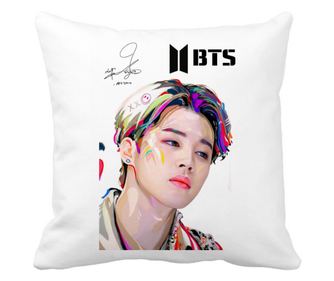 Polštář Jimin BTS, 40x40 cm, bílá, matná, snímatelný povlak, sáček