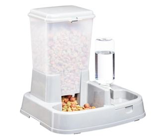 Distribuitor de alimente si apa pentru animale, 2in1, culoare Alba
