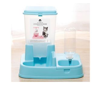 Distribuitor de alimente si apa pentru animale, 2in1, culoare Albastru